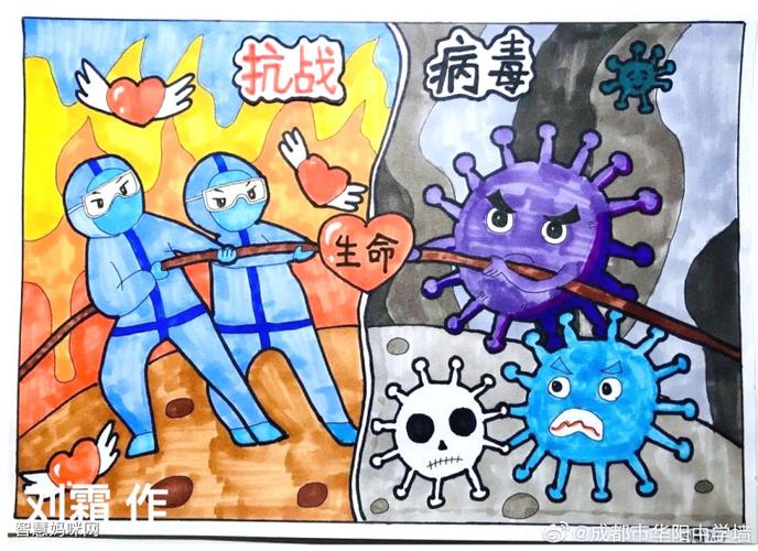 防控疫情我們在行動簡筆畫